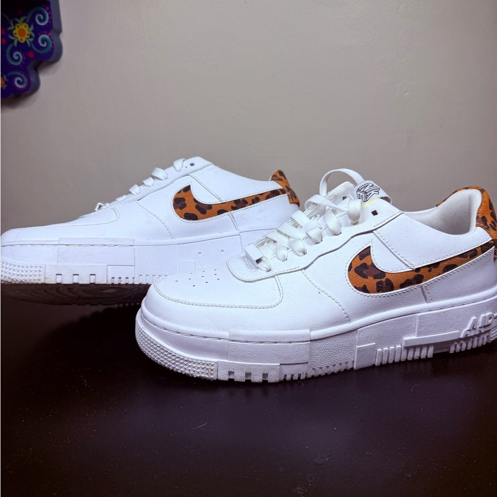 Nike Air Force  with Animal Print Swoosh